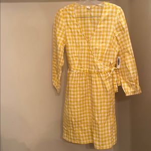 Yellow Gingham Wrap Dress